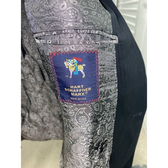 Hart Schaffner Marx Men’s Black Striped 42 R Pants 36 X 32 - Picture 2 of 5